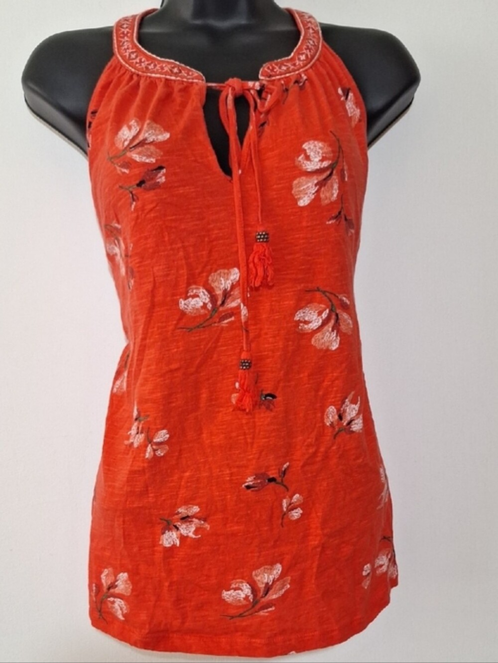 Floral Boho Halter Neck Keyhole Top 100% Cotton - Picture 2 of 7